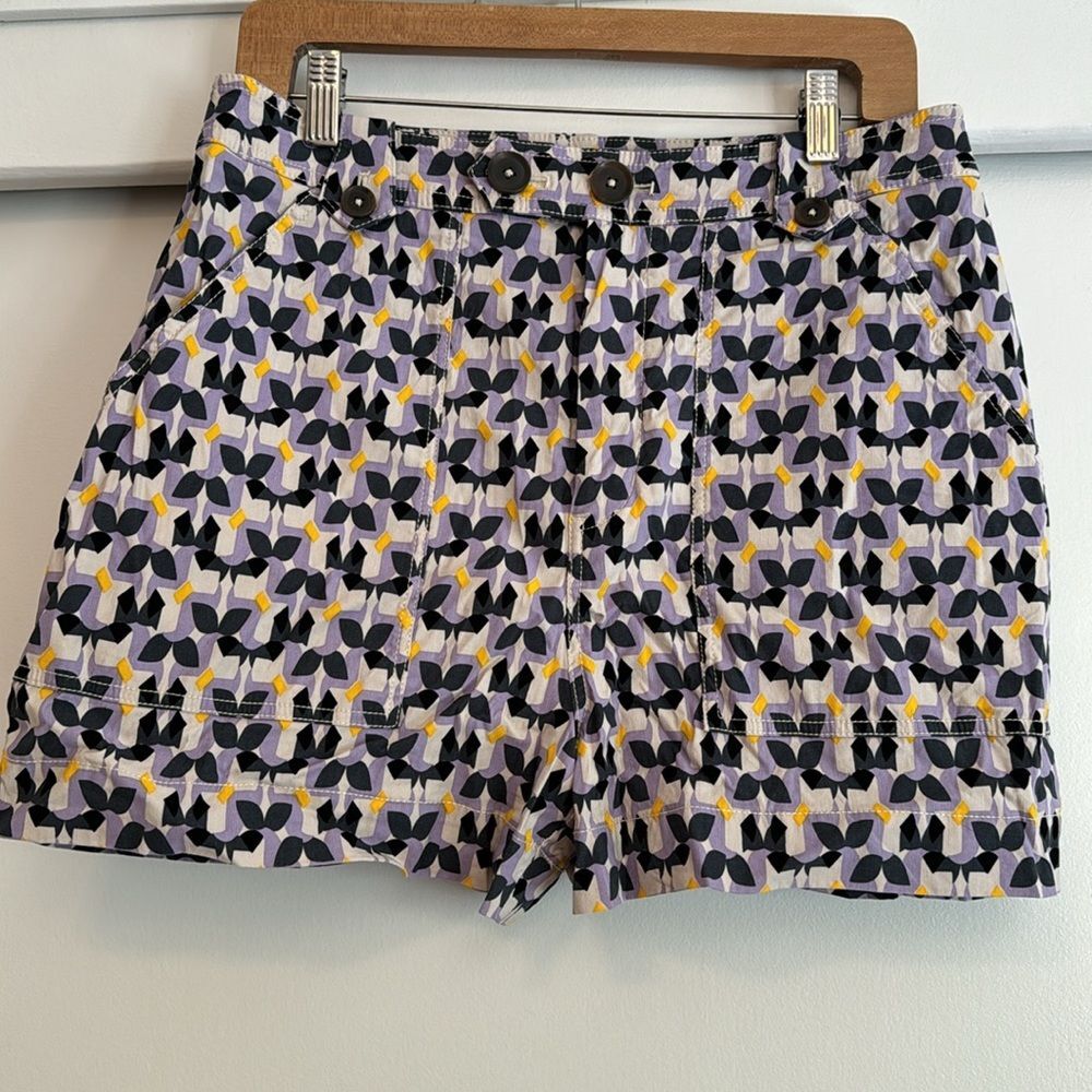Anthropologie High-Waist Patterned Shorts — Black, White & Yellow